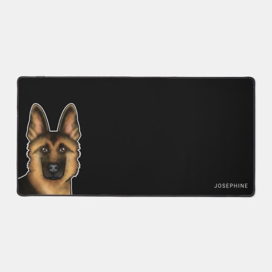 Zwart en bruin Duits Herder Hoofd en Naam Zwart Bureaumat (Voorkant)