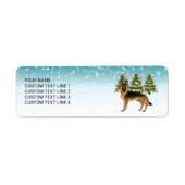 Zwart en bruin Duits herdershond Winterbos Etiket (Voorkant)