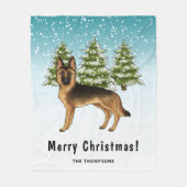 Zwart en bruin Duits herdershond Winterbos Fleece Deken (Voorkant)