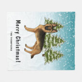 Zwart en bruin Duits herdershond Winterbos Fleece Deken (Voorkant (Horizontaal))