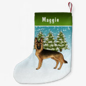 Zwart en bruin Duits herdershond Winterbos Kleine Kerstsok (Achterkant)