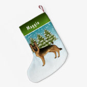 Zwart en bruin Duits herdershond Winterbos Kleine Kerstsok (Achterkant (Hangend))