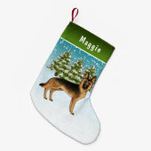 Zwart en bruin Duits herdershond Winterbos Kleine Kerstsok (Voorkant (Hangend))