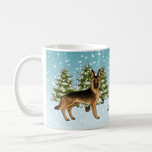 Zwart en bruin Duits herdershond Winterbos Koffiemok (Links)