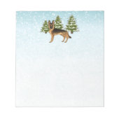 Zwart en bruin Duits herdershond Winterbos Notitieblok (Voorkant)