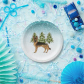 Zwart en bruin Duits herdershond Winterbos Papieren Bordje (Feest)