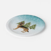 Zwart en bruin Duits herdershond Winterbos Papieren Bordje (Gekanteld)