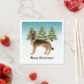 Zwart en bruin Duits herdershond Winterbos Servet (Insitu)