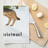 Zwart en bruin Duits herdershond Winterbos Theedoek (Quarter Fold)