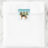 Zwart en bruin Duits herdershond Winterbos Vierkante Sticker (Tas)