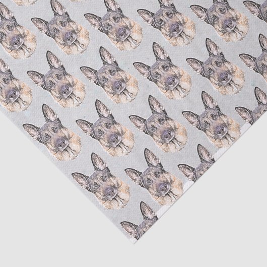 Zwart en bruin Duits herdersportret Tissuepapier (Detail)