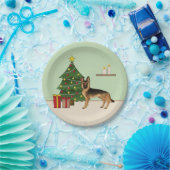 Zwart en bruin Duitse herder en een kerstboom Papieren Bordje (Feest)