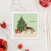 Zwart en bruin Duitse herder en een kerstboom Servet (Insitu)