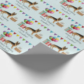 Zwart en bruin Duitse herder kleurrijke verjaardag Cadeaupapier (Hoek)