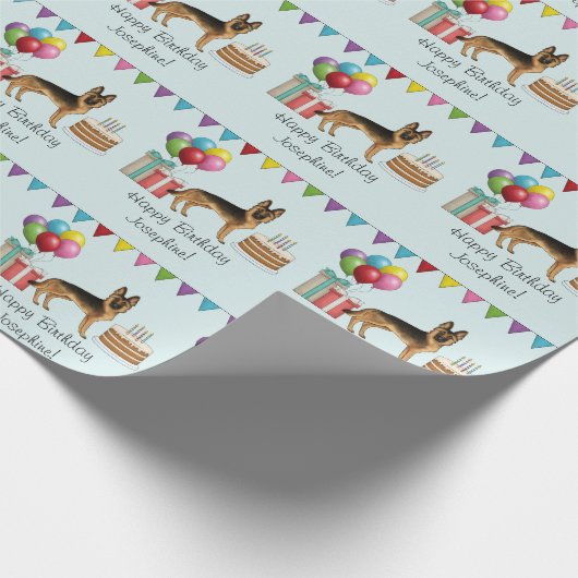 Zwart en bruin Duitse herder kleurrijke verjaardag Cadeaupapier (Hoek)