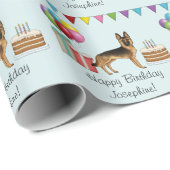 Zwart en bruin Duitse herder kleurrijke verjaardag Cadeaupapier (Rol Hoek)