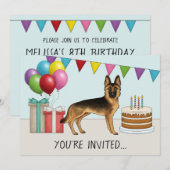 Zwart en bruin Duitse herder kleurrijke verjaardag Kaart (Voorkant / Achterkant)