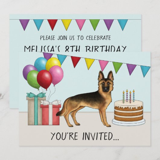 Zwart en bruin Duitse herder kleurrijke verjaardag Kaart (Voorkant / Achterkant)