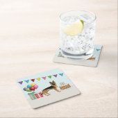 Zwart en bruin Duitse herder kleurrijke verjaardag Kartonnen Onderzetters (Insitu)