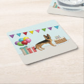 Zwart en bruin Duitse herder kleurrijke verjaardag Kartonnen Onderzetters (Schuin)