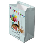 Zwart en bruin Duitse herder kleurrijke verjaardag Medium Cadeauzakje (Voorkant Gekanteld)