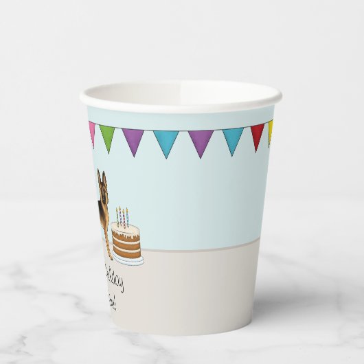 Zwart en bruin Duitse herder kleurrijke verjaardag Papieren Bekers (Links)