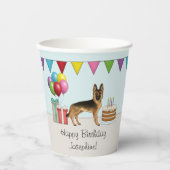 Zwart en bruin Duitse herder kleurrijke verjaardag Papieren Bekers (Voorkant)