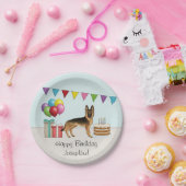 Zwart en bruin Duitse herder kleurrijke verjaardag Papieren Bordje (Feest)