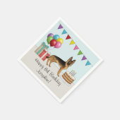 Zwart en bruin Duitse herder kleurrijke verjaardag Servet (Hoek)