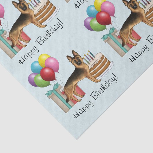 Zwart en bruin Duitse herder kleurrijke verjaardag Tissuepapier (Detail)