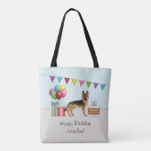 Zwart en bruin Duitse herder kleurrijke verjaardag Tote Bag (Achterkant)