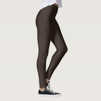 Zwart en Bruin Dun Horizontaal Strepenpatroon Leggings