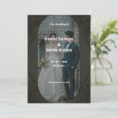 Zwart en bruin eenvoudige bruiloft uitnodiging (Staand voorkant)
