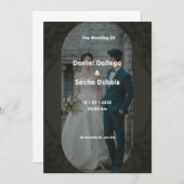 Zwart en bruin eenvoudige bruiloft uitnodiging (Voorkant / Achterkant)