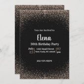 Zwart en Bruin Elegante Uitnodiging van de Verjaar (Voorkant / Achterkant)