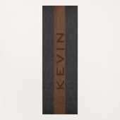 Zwart en bruin gebundelde leren strepen yogamat (Voorkant)