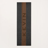 Zwart en bruin gebundelde leren strepen yogamat (Achterkant)