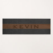 Zwart en bruin gebundelde leren strepen yogamat (Voorkant (horizontaal))