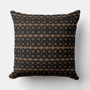 Zwart en bruin geometrisch patroon kussen