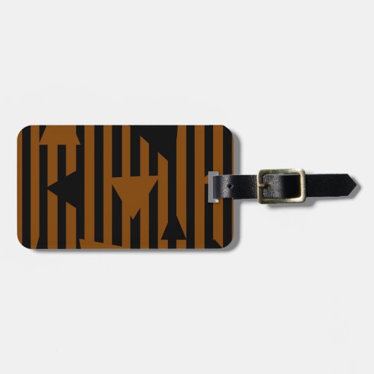 Zwart en bruin gepersonaliseerd bagagelabel (Voorkant horizontaal)