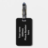 Zwart en bruin gepersonaliseerd bagagelabel (Achterkant verticaal)