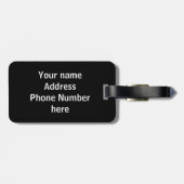 Zwart en bruin gepersonaliseerd bagagelabel (Achterkant horizontaal)