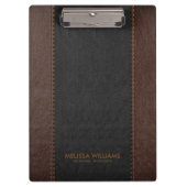 Zwart en bruin gestikt faux leer klembord (Voorkant)