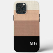 Zwart en Bruin Gestreepte Persoonlijke Initialen Case-Mate iPhone Case (Achterkant)