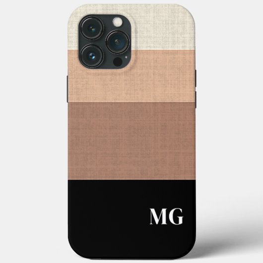 Zwart en Bruin Gestreepte Persoonlijke Initialen Case-Mate iPhone Case (Achterkant)