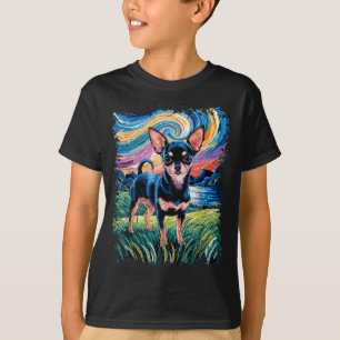 Zwart en bruin gladde Chihuahua sterrennacht hond T-shirt