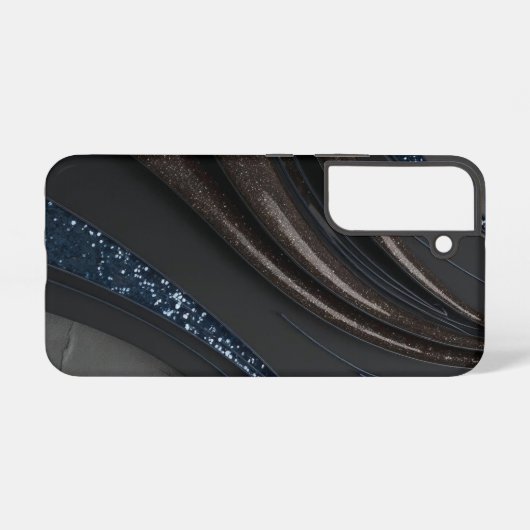 Zwart en bruin Glitter Wave Samsung Galaxy Hoesje (Achterkant horizontaal)