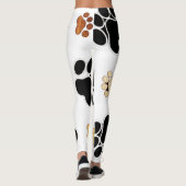Zwart en bruin hond pootafdruk wit leggings (Achterkant)