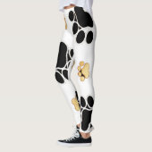 Zwart en bruin hond pootafdruk wit leggings (Links)