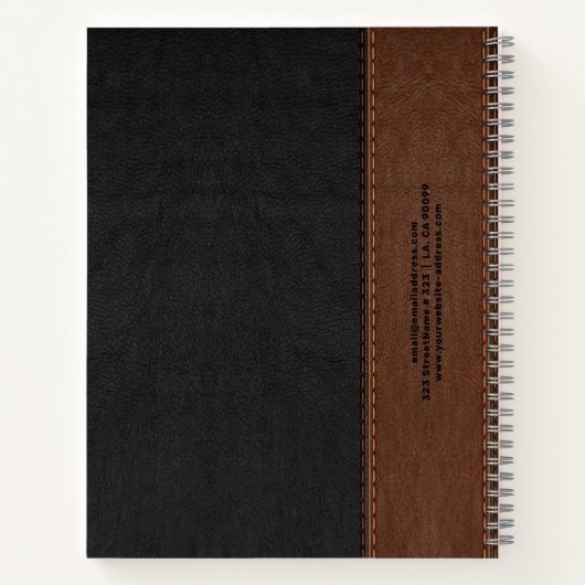 Zwart en Bruin  Leather Aged Look Notitieboek (Achterkant)